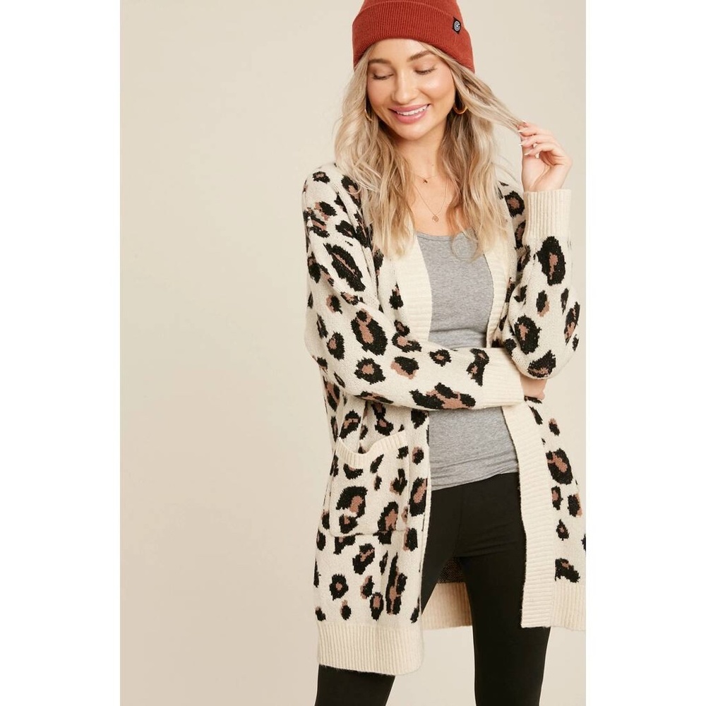 OPEN FRONT LEOPARD CARDIGAN